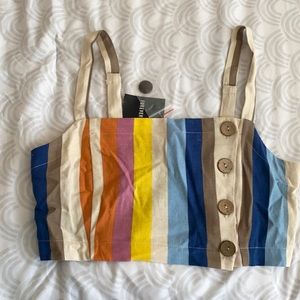 Forever 21 Cropped Striped Top with Buttons